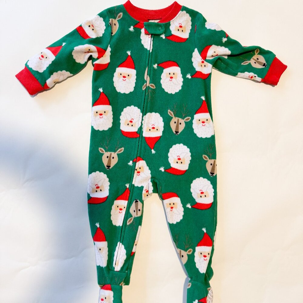 Carter's boys or girls fleece footie pajamas for holiday or Christmas, size 12 m